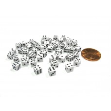 Koplow Games 50 Six Sided D6 5mm .197 Inch Die Small Tiny Mini Miniature White Dice #18167   